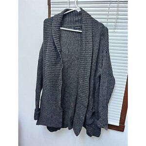 BANANA REPUBLIC GRAY CABLE WOOL-ALPACA CHUNKY Cardigan SWEATER SIZE L